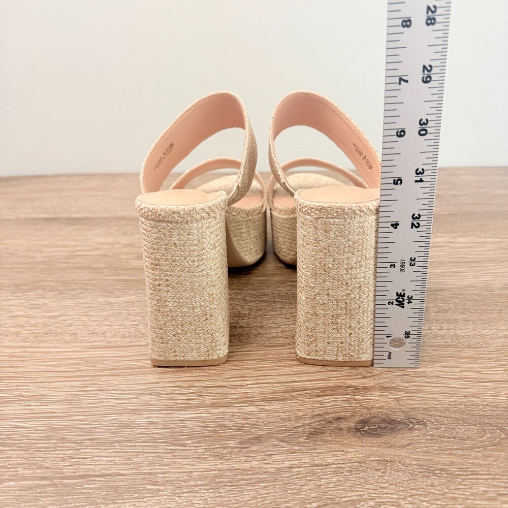 Chinese Laundry Raffia Platform Mule Sandals Womens Size 6.5 Beige Block Heel - Picture 10 of 10
